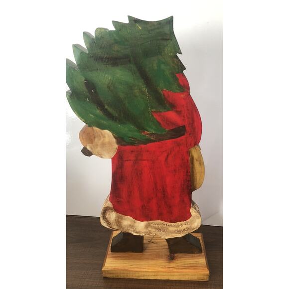Signed & Numbered Santa Claus Hand painted Wood Folk Art Primitive Christmas VTG - Picture 3 of 5
